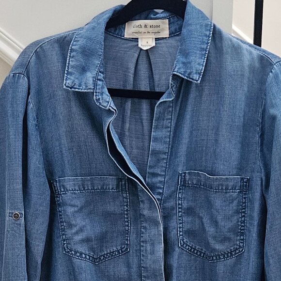 Anthropologie Cloth & Stone Western Coastal Chambray Shirt - Picture 3 of 6